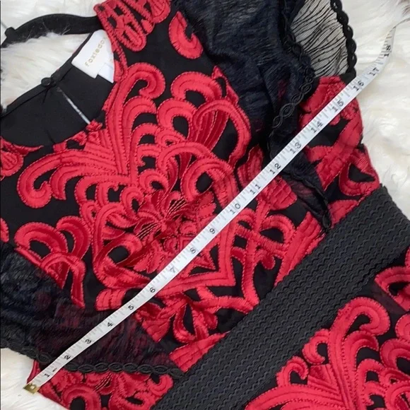 Foxiedox Red and Black Embroidered Dress Sz 2 New! - Picture 14 of 16